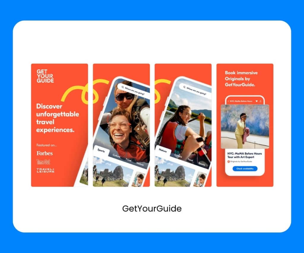 Europe travel apps GetYourGuide