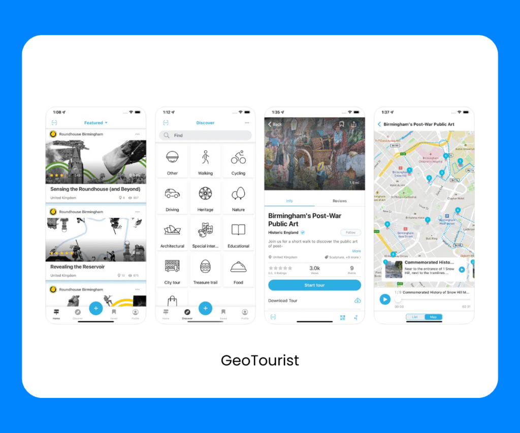 GeoTourist self-guided walking tour app
